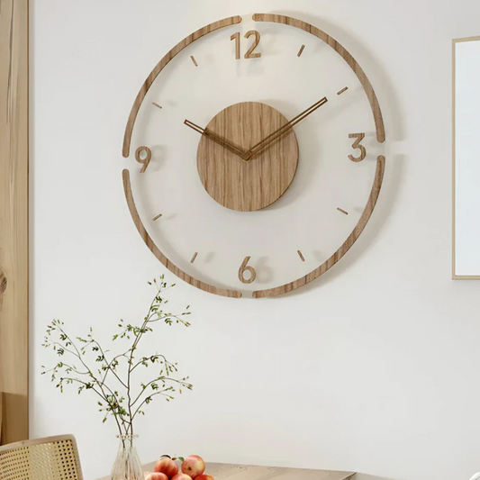 Nock - Stilfuldt Moderne 30 cm Vægur i Akryl og Træ til en Elegant Stue