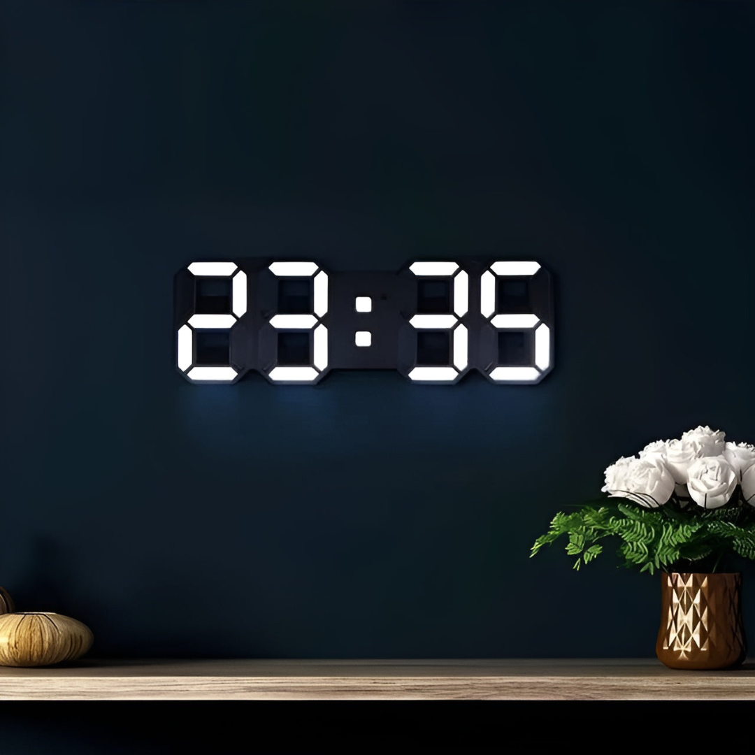 Nyvox - Moderne 3D LED Digital Vægur med Slankt Design og Klar Tidsvisning