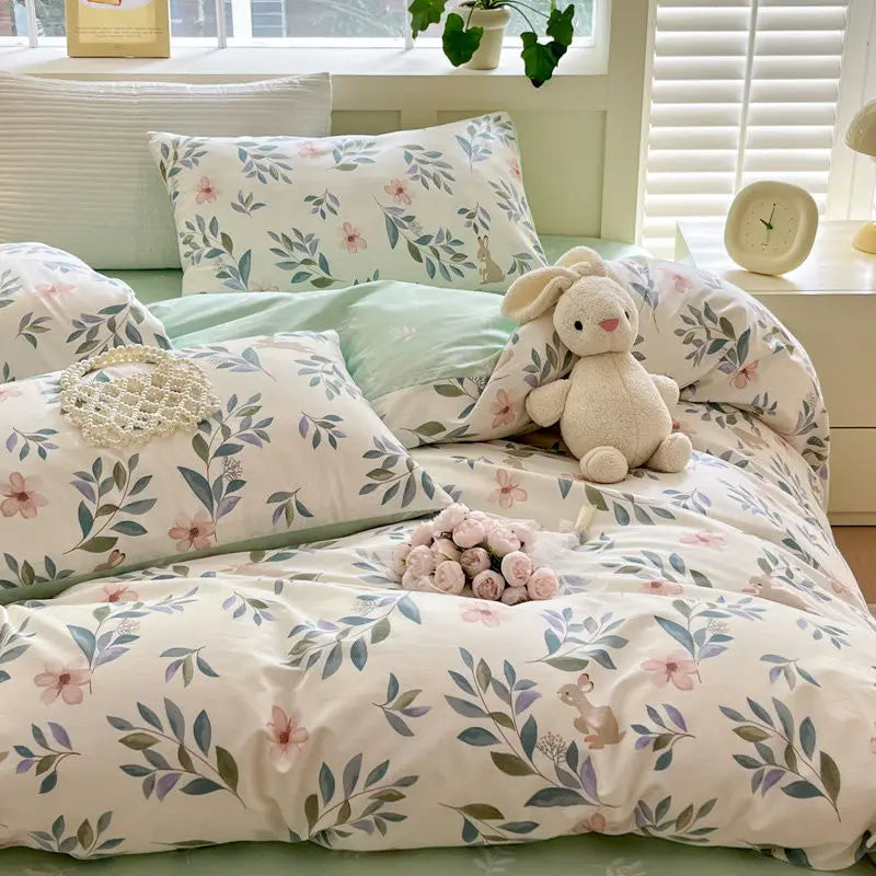Romantisk pink blomster sengetøjssæt - blødt polyester dynebetræk og pudebetræk til et hyggeligt soveværelse