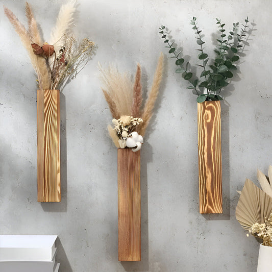 Nysaelle Træ Væg Vase - Elegant Rektangulær Plantehylde 30 cm til Stilfuld Have eller Indretningsdekoration