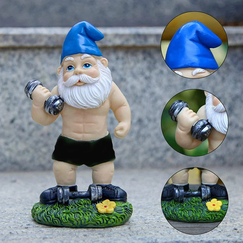Charmerende træ nisse skulptur med vægte til en dejlig havedekoration