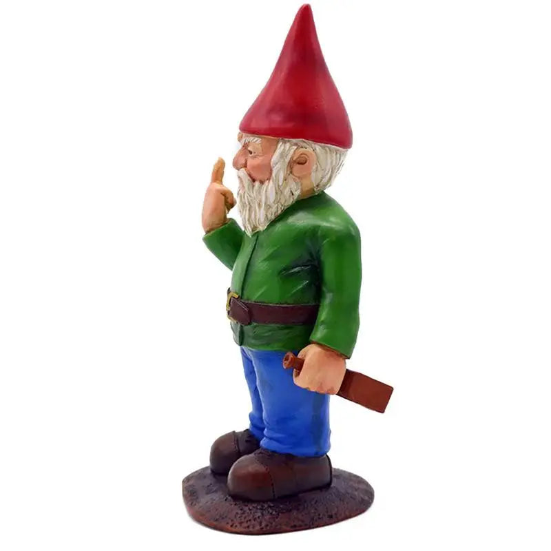 Cypria - Sjov Beruset Nisse Statue med Midterste Finger til Have og Græsplæne