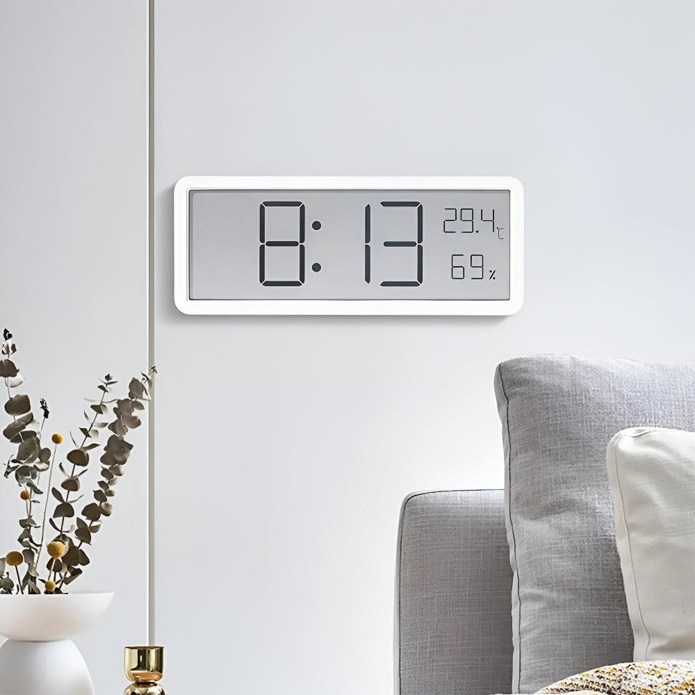Ione - Moderne digital LED-vægur med temperatur- og fugtighedsdisplay