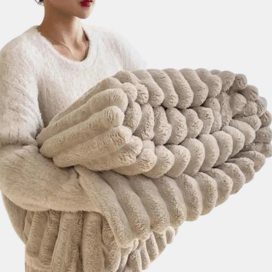 Ultimativ Komfort Luksus Super Blødt Fleece Tæppe med Højkvalitets Kunstig Fåreskind til Varme Kram og Hygge Stemning