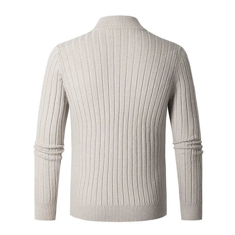 Rafael – Elegant half-zip knitted sweater with standing collar for stylish comfort