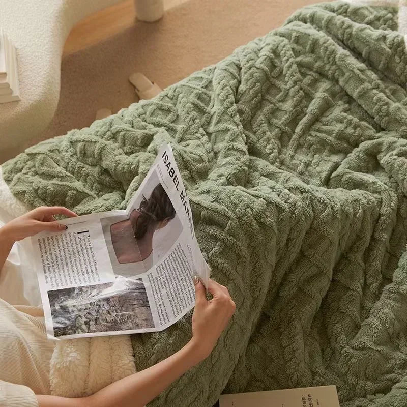 Luksuriøst dobbeltlags uld- og fleece-vintertæppe til ultimativ komfort og stilfuld varme