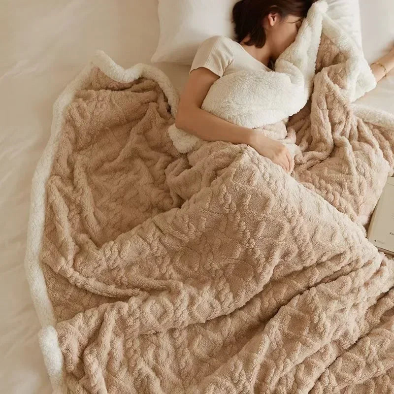 Luksuriøst dobbeltlags uld- og fleece-vintertæppe til ultimativ komfort og stilfuld varme