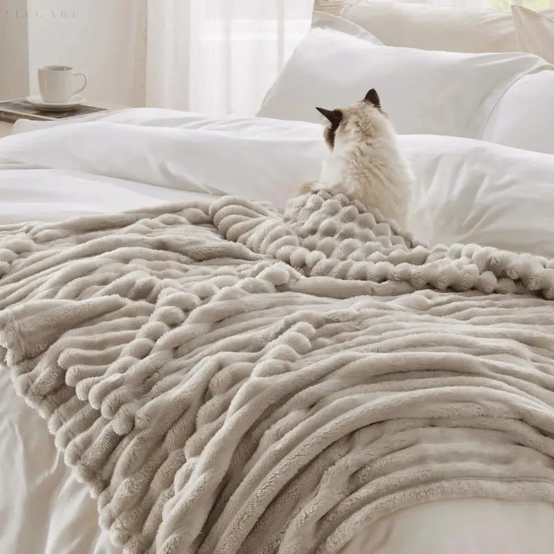 Ultimativ Komfort Luksus Super Blødt Fleece Tæppe med Højkvalitets Kunstig Fåreskind til Varme Kram og Hygge Stemning