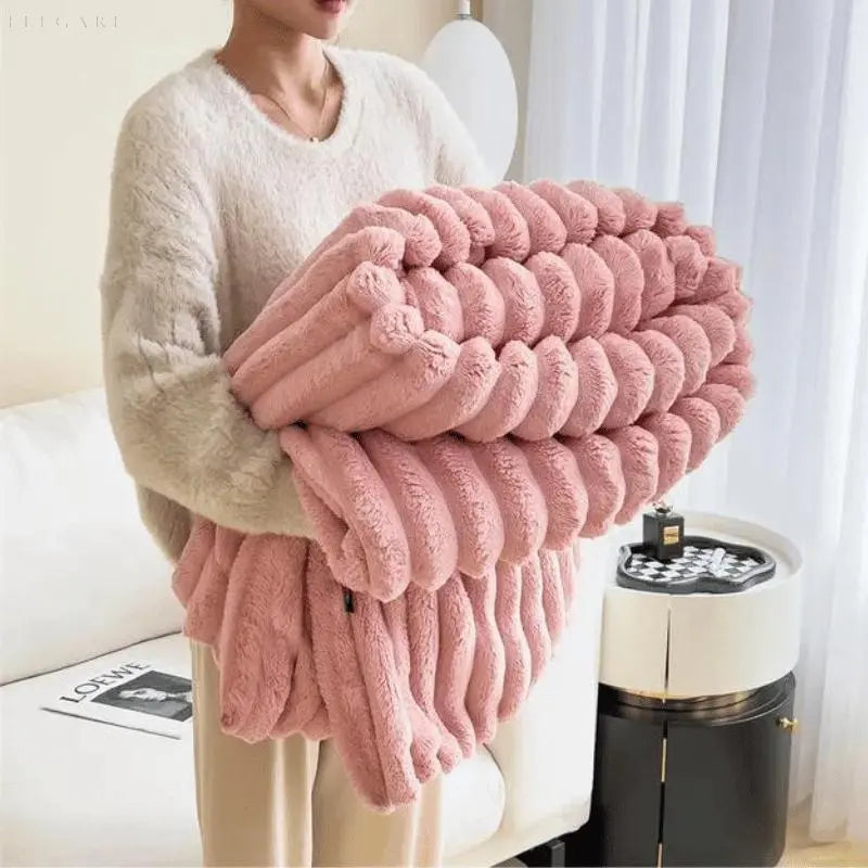Ultimativ Komfort Luksus Super Blødt Fleece Tæppe med Højkvalitets Kunstig Fåreskind til Varme Kram og Hygge Stemning