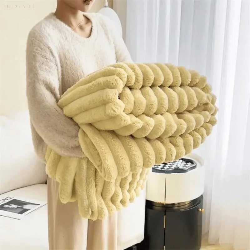 Ultimativ Komfort Luksus Super Blødt Fleece Tæppe med Højkvalitets Kunstig Fåreskind til Varme Kram og Hygge Stemning
