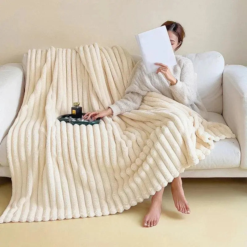 Ultimativ Komfort Luksus Super Blødt Fleece Tæppe med Højkvalitets Kunstig Fåreskind til Varme Kram og Hygge Stemning