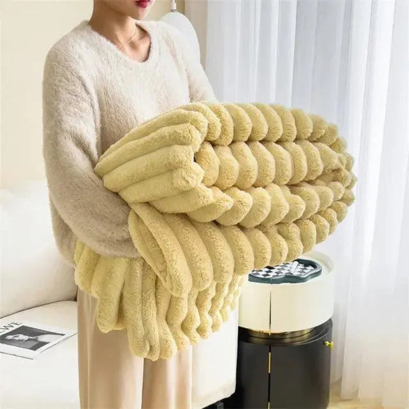 Ultimativ Komfort Luksus Super Blødt Fleece Tæppe med Højkvalitets Kunstig Fåreskind til Varme Kram og Hygge Stemning