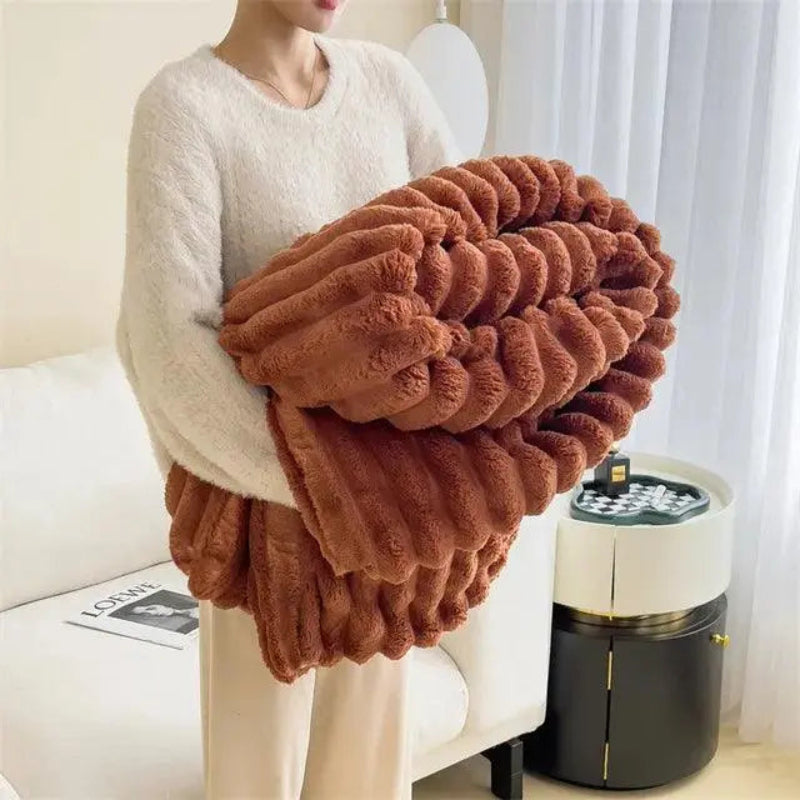 Ultimativ Komfort Luksus Super Blødt Fleece Tæppe med Højkvalitets Kunstig Fåreskind til Varme Kram og Hygge Stemning