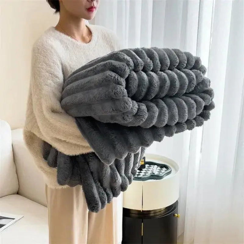 Ultimativ Komfort Luksus Super Blødt Fleece Tæppe med Højkvalitets Kunstig Fåreskind til Varme Kram og Hygge Stemning