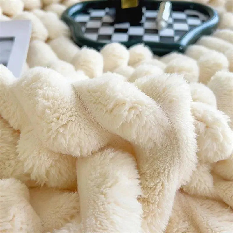 Ultimativ Komfort Luksus Super Blødt Fleece Tæppe med Højkvalitets Kunstig Fåreskind til Varme Kram og Hygge Stemning