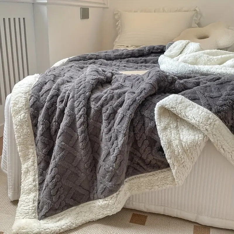 Ultra blød og fluffy sherpa fleece tæppe - varmt og behageligt tæppe til afslapning indendørs og udendørs