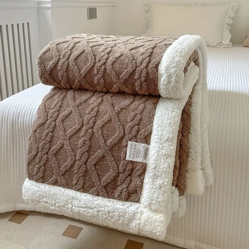 Ultra blød og fluffy sherpa fleece tæppe - varmt og behageligt tæppe til afslapning indendørs og udendørs