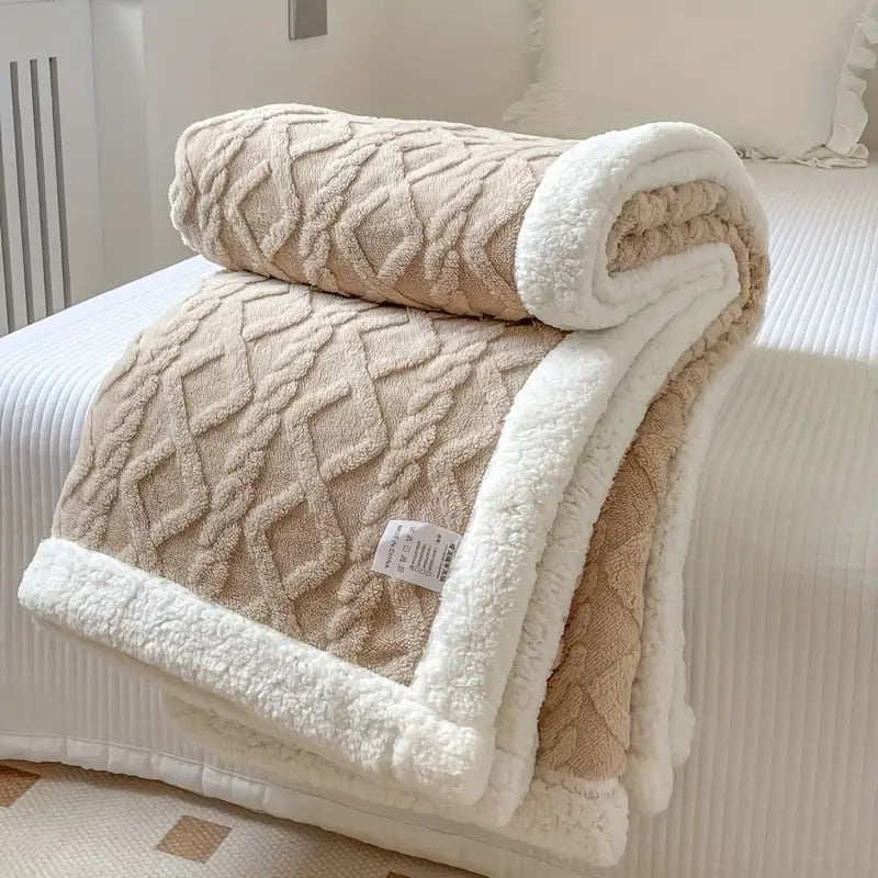 Ultra blød og fluffy sherpa fleece tæppe - varmt og behageligt tæppe til afslapning indendørs og udendørs