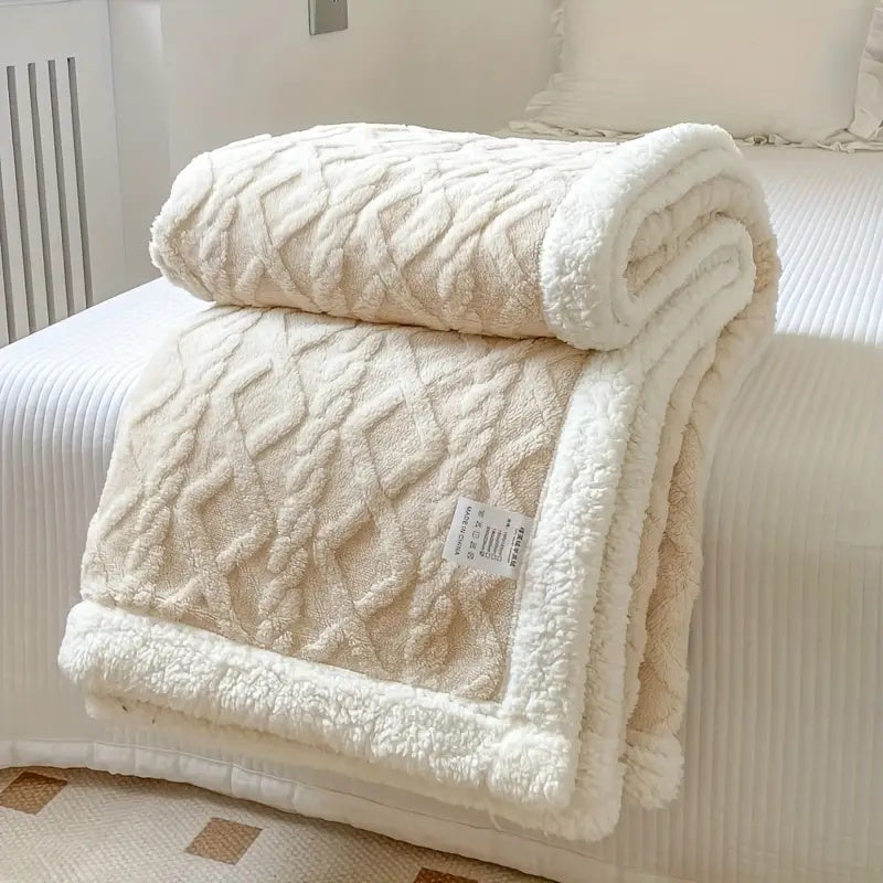 Ultra blød og fluffy sherpa fleece tæppe - varmt og behageligt tæppe til afslapning indendørs og udendørs