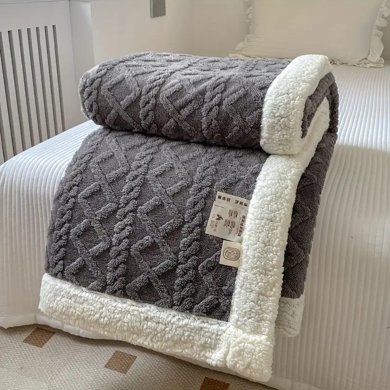 Blød Sherpa Fleece Tæppe - Luksuriøs Vendbar Dyne til Varme og Hygge Hjemme og Udendørs