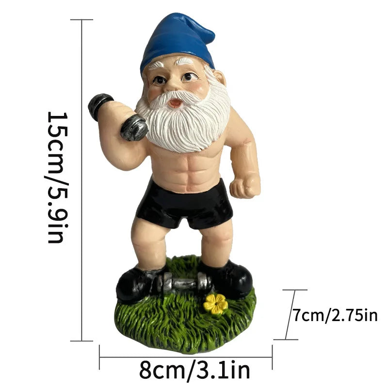 Charmerende træ nisse skulptur med vægte til en dejlig havedekoration