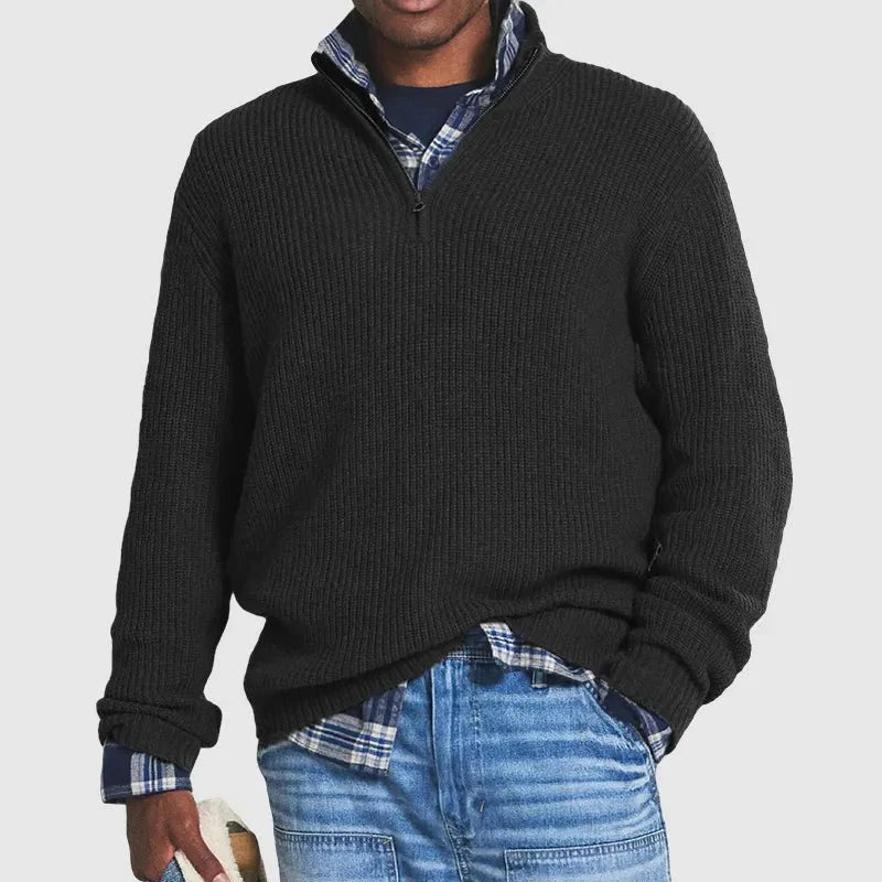 Berthold - Stylish modern rib-knit sweater with half zipper for a trendy look