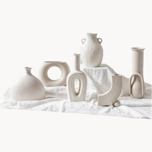 Håndlavet hvid keramisk vase